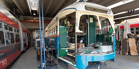 Accident Repair Work on PCC Streetcar 1063 at Woods Body Shop | September 2, 2021