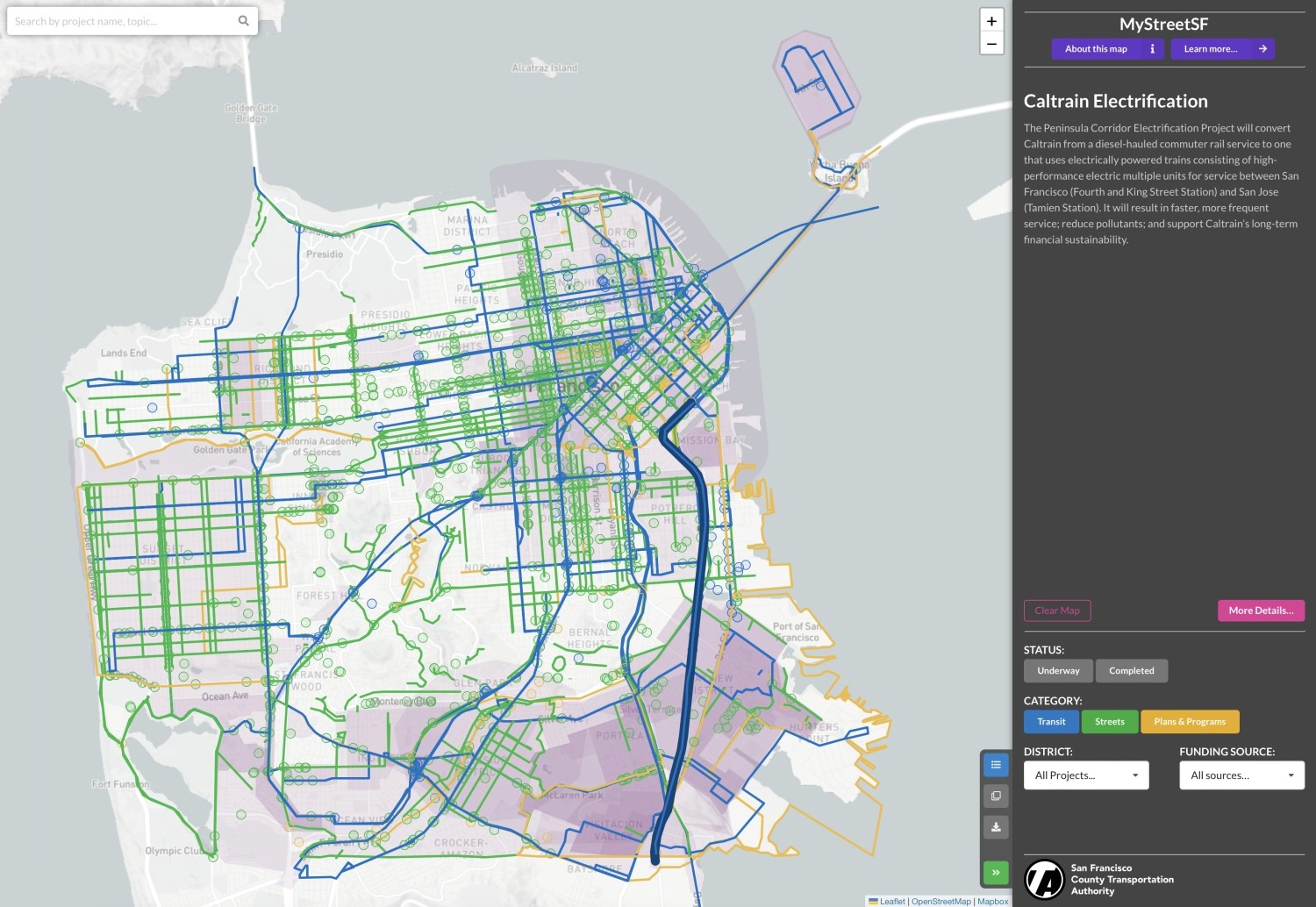 A screenshot of the MyStreetSF tool